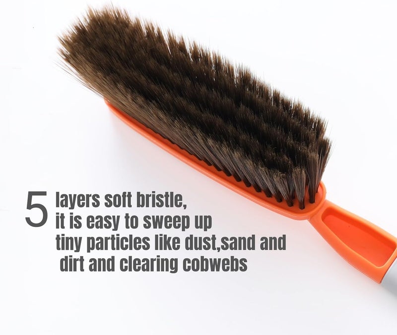 kagyuan 1 Pack 15" Hand Broom Brush,Soft Bristle Cleaning Brush,Crumb Debris Sweeping Brush,Dusting Brush,Comfort for Bed Car Couch Desk Sofa Furniture Clothes,Small Particles Hair Remover(Yellow) - Image 3